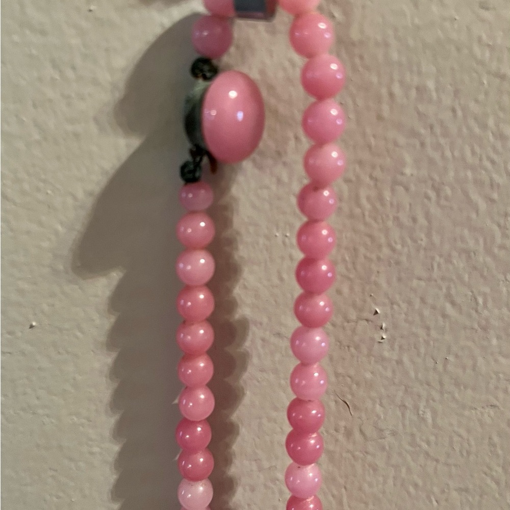 Vintage Long Pink Bead Necklace